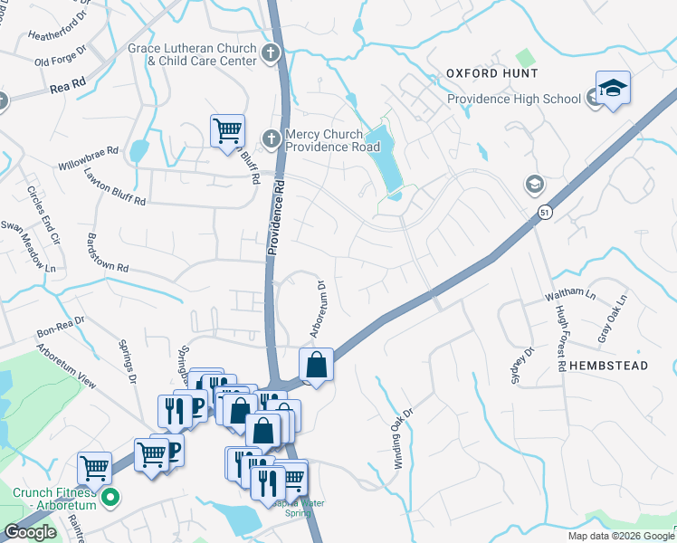 map of restaurants, bars, coffee shops, grocery stores, and more near 2808 Cavan Court in Charlotte
