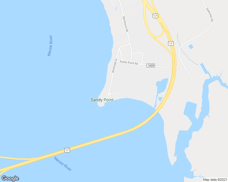 map of restaurants, bars, coffee shops, grocery stores, and more near 104 Bayside Drive in New Bern