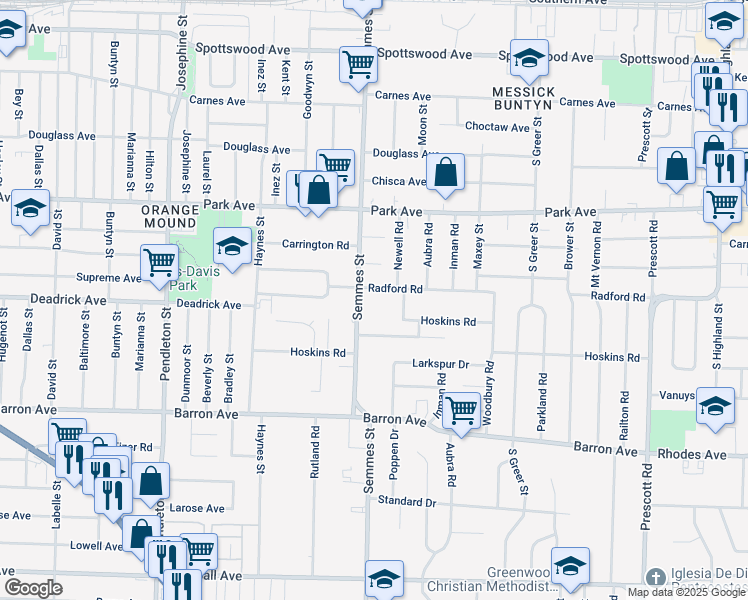 map of restaurants, bars, coffee shops, grocery stores, and more near 1000 Semmes Street in Memphis