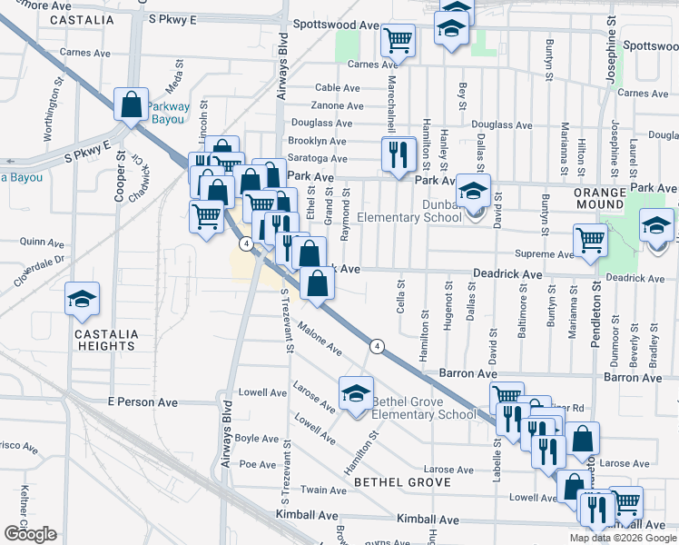 map of restaurants, bars, coffee shops, grocery stores, and more near 2410 Lamar Circle in Memphis