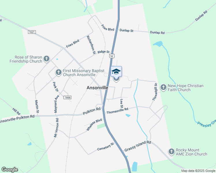 map of restaurants, bars, coffee shops, grocery stores, and more near in Ansonville