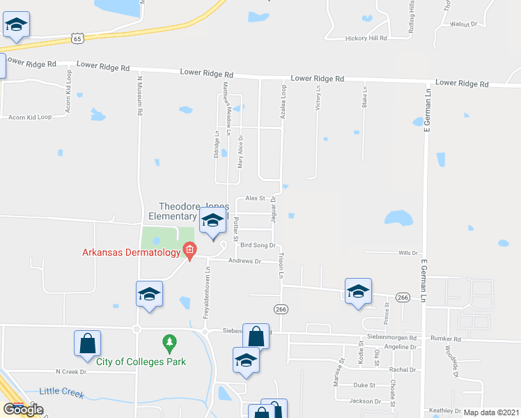 map of restaurants, bars, coffee shops, grocery stores, and more near 1300 Addybrook Lane in Conway