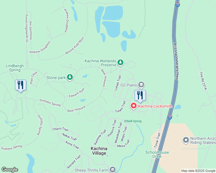 map of restaurants, bars, coffee shops, grocery stores, and more near 2293 Bev Miller in Flagstaff