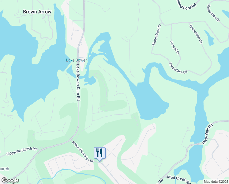 map of restaurants, bars, coffee shops, grocery stores, and more near 462 Island Green Lane in Inman