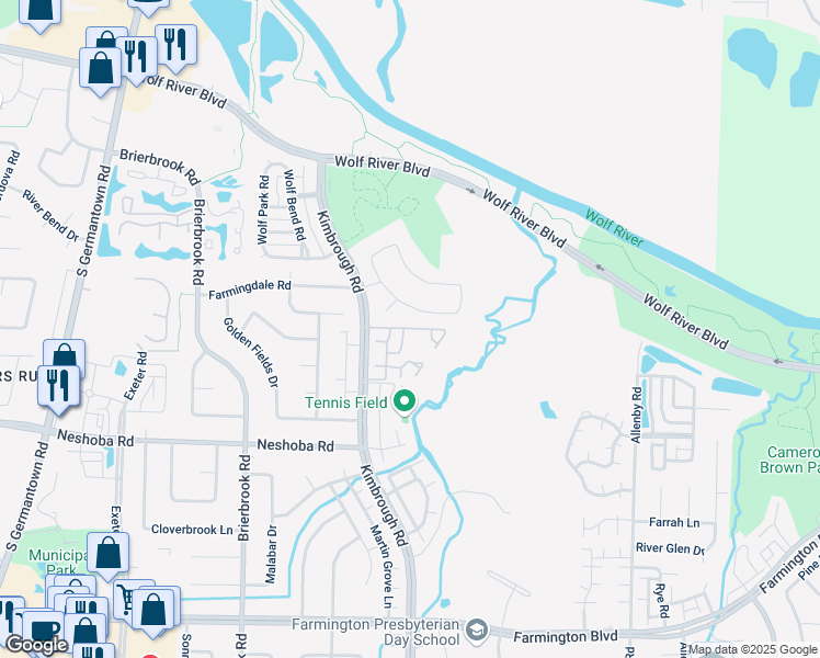 map of restaurants, bars, coffee shops, grocery stores, and more near 1631 Shadowmoss Lane in Germantown