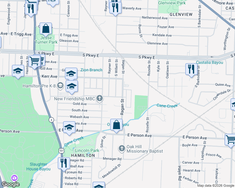 map of restaurants, bars, coffee shops, grocery stores, and more near 1514 South Willett Street in Memphis