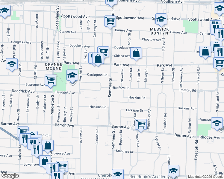 map of restaurants, bars, coffee shops, grocery stores, and more near 1000 Semmes Street in Memphis