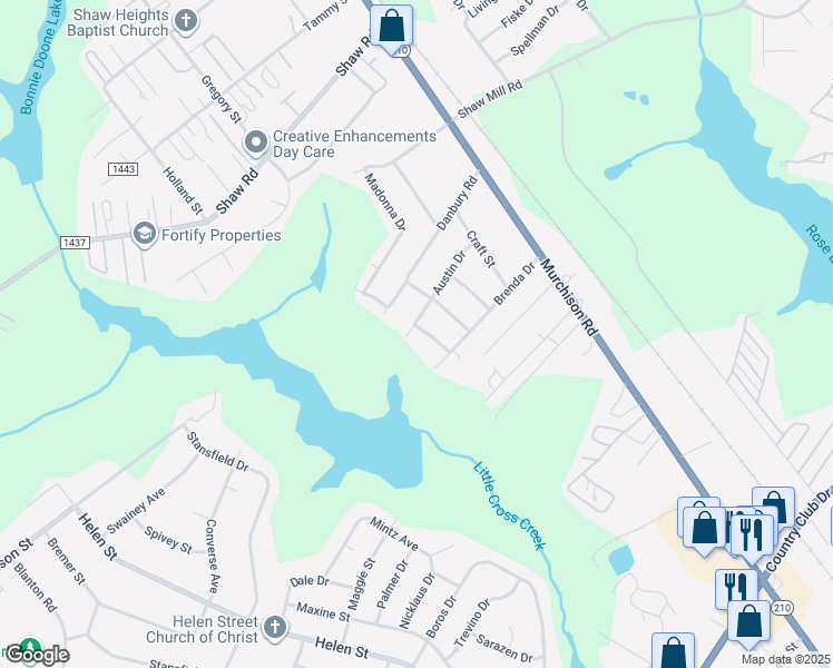 map of restaurants, bars, coffee shops, grocery stores, and more near 5001-5015 Coker Street in Fayetteville