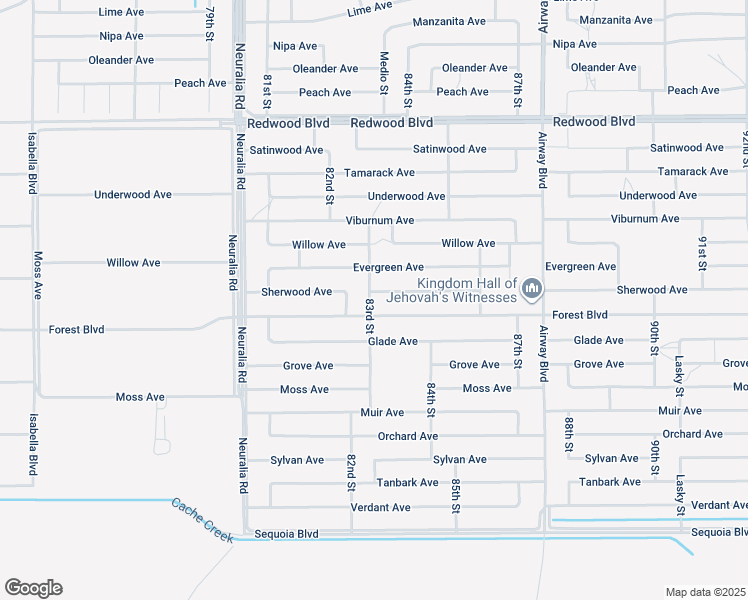 map of restaurants, bars, coffee shops, grocery stores, and more near Sherwood Avenue in California City
