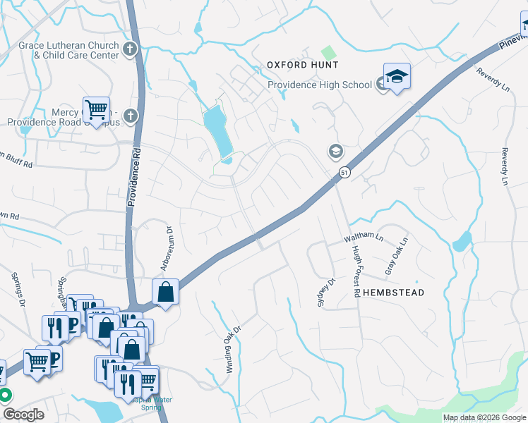 map of restaurants, bars, coffee shops, grocery stores, and more near 2435 Mirow Place in Charlotte