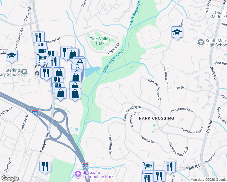 map of restaurants, bars, coffee shops, grocery stores, and more near in Charlotte