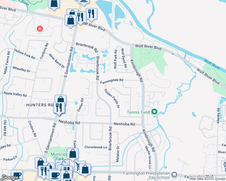 map of restaurants, bars, coffee shops, grocery stores, and more near 1635 Golden Fields Drive in Germantown