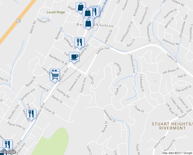 map of restaurants, bars, coffee shops, grocery stores, and more near 315 Tiktin Drive in Chattanooga