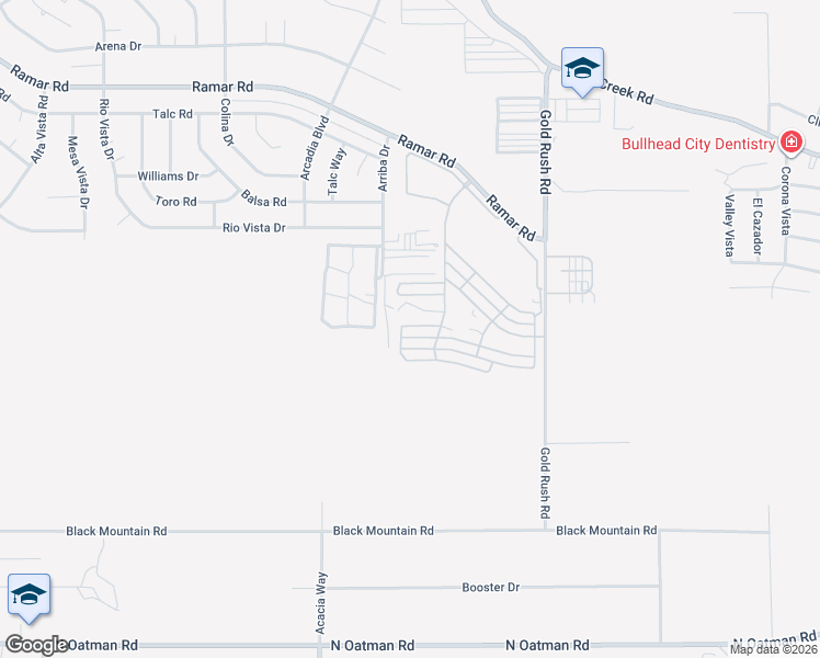 map of restaurants, bars, coffee shops, grocery stores, and more near 281 Rangoon Drive in Bullhead City