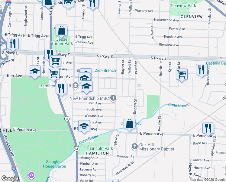 map of restaurants, bars, coffee shops, grocery stores, and more near 1473 Ethlyn Avenue in Memphis