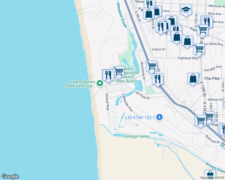 map of restaurants, bars, coffee shops, grocery stores, and more near 361 Juanita Avenue in Oceano