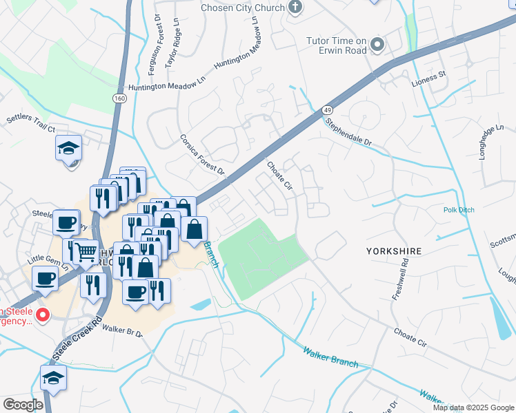 map of restaurants, bars, coffee shops, grocery stores, and more near in Charlotte