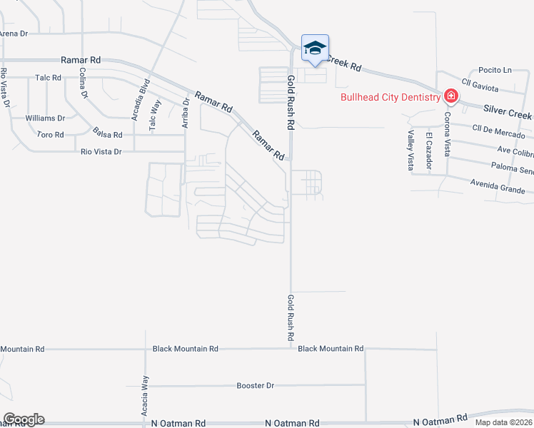 map of restaurants, bars, coffee shops, grocery stores, and more near 596 Tangier Circle in Bullhead City