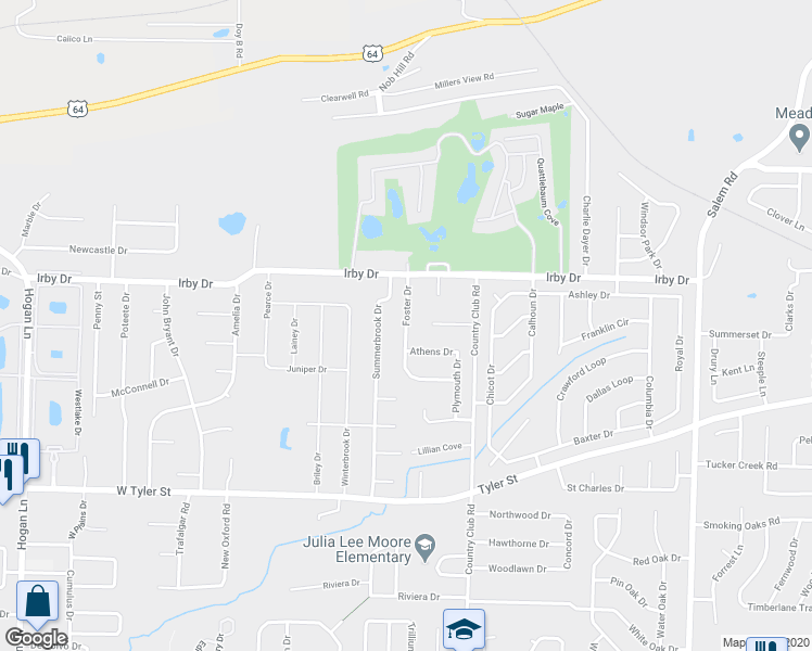 map of restaurants, bars, coffee shops, grocery stores, and more near 1981 Foster Drive in Conway
