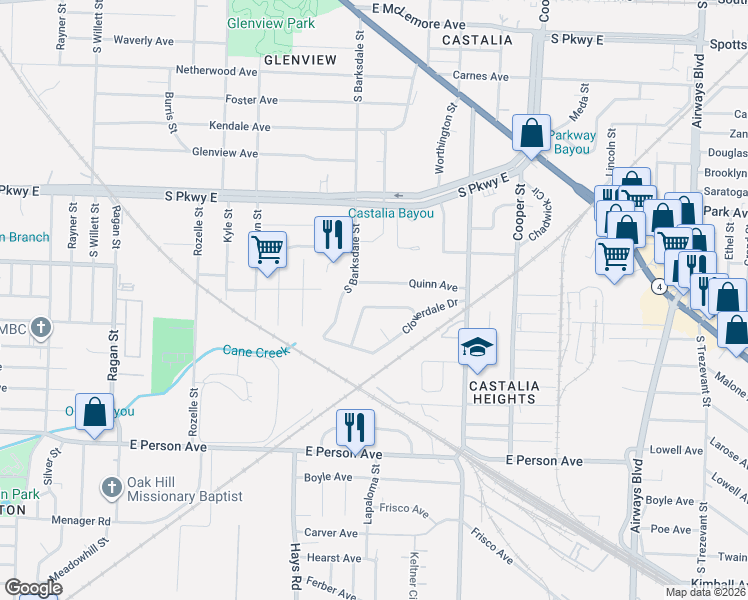 map of restaurants, bars, coffee shops, grocery stores, and more near 1926 Quinn Avenue in Memphis