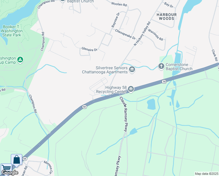 map of restaurants, bars, coffee shops, grocery stores, and more near 8613 North Hickory Valley Road in Chattanooga