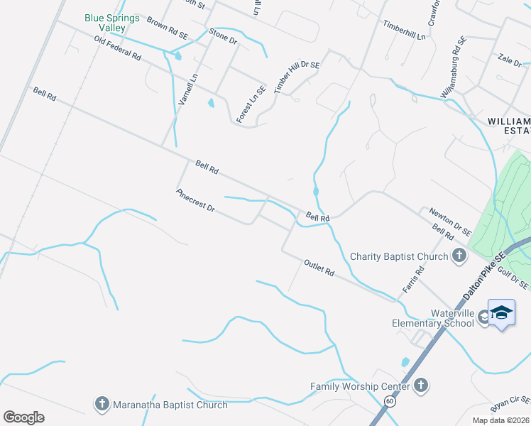 map of restaurants, bars, coffee shops, grocery stores, and more near 115 Elkmont Drive in Cleveland