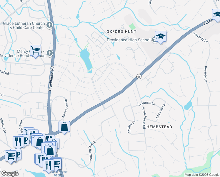 map of restaurants, bars, coffee shops, grocery stores, and more near in Charlotte