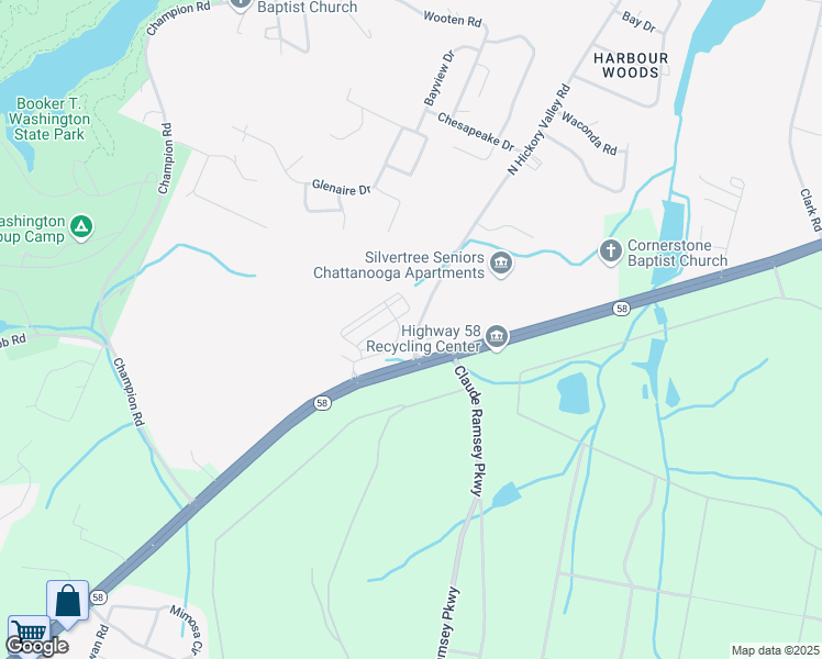 map of restaurants, bars, coffee shops, grocery stores, and more near 8613 North Hickory Valley Road in Chattanooga