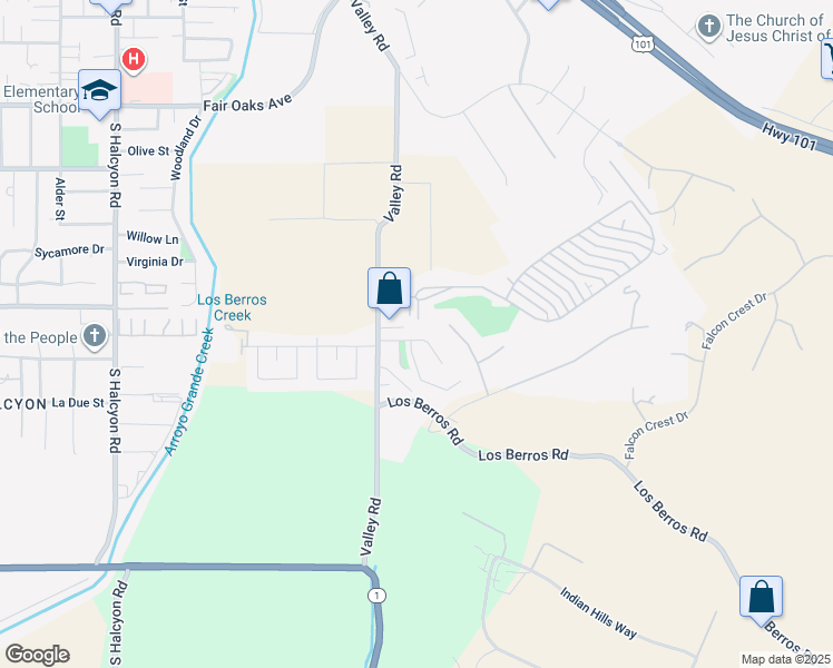 map of restaurants, bars, coffee shops, grocery stores, and more near 376 Tiger Tail Drive in Arroyo Grande