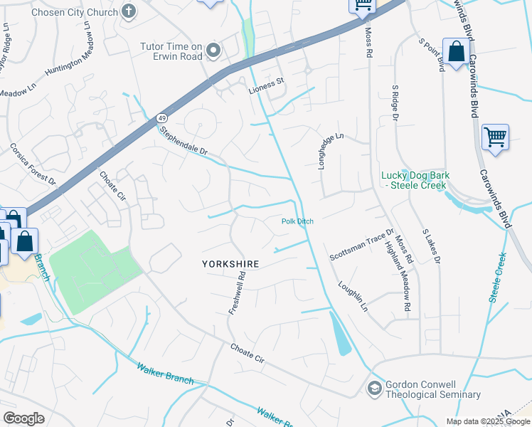 map of restaurants, bars, coffee shops, grocery stores, and more near 11928 Tanton Lane in Charlotte