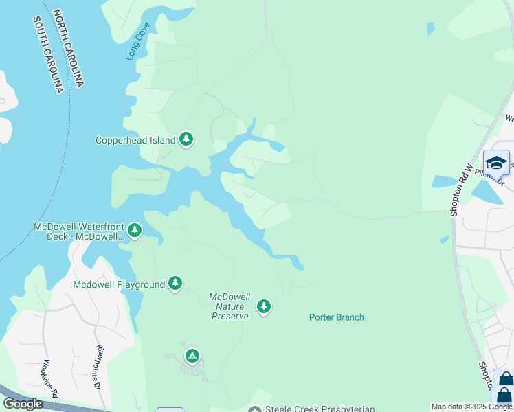 map of restaurants, bars, coffee shops, grocery stores, and more near 15035 Birling Road in Charlotte