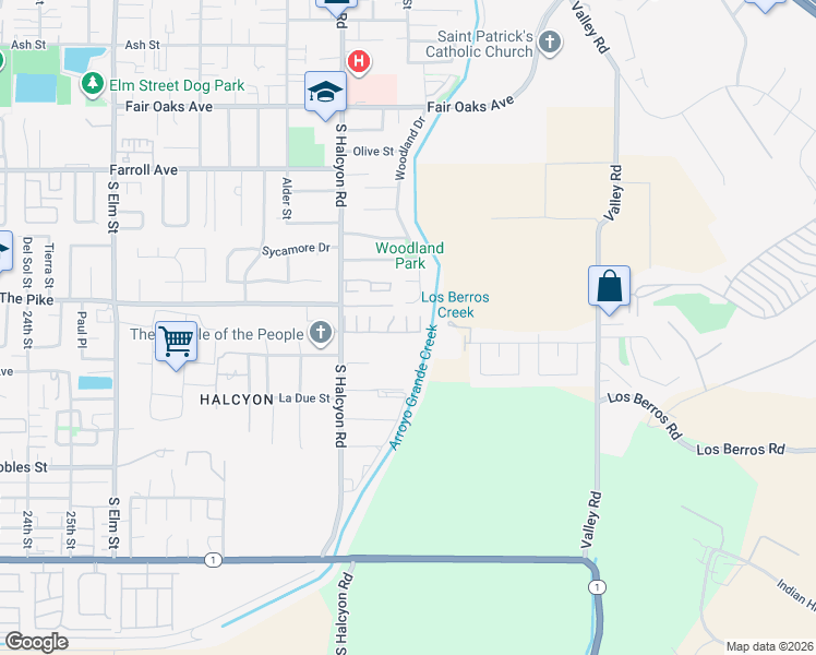 map of restaurants, bars, coffee shops, grocery stores, and more near in Arroyo Grande