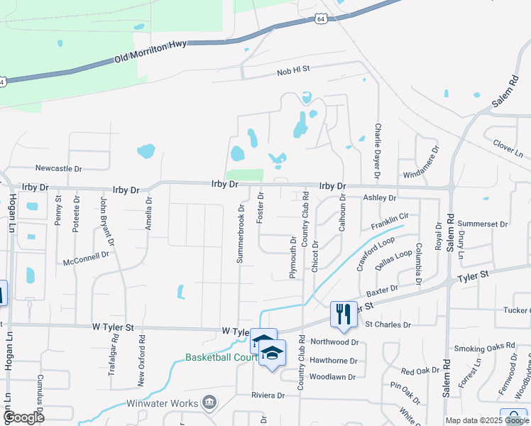 map of restaurants, bars, coffee shops, grocery stores, and more near 2035 Foster Drive in Conway
