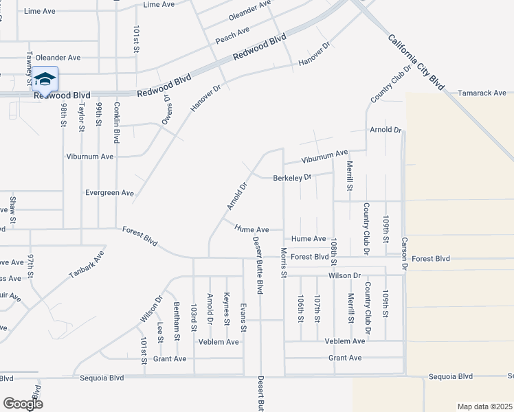 map of restaurants, bars, coffee shops, grocery stores, and more near Desert Butte Boulevard in California City
