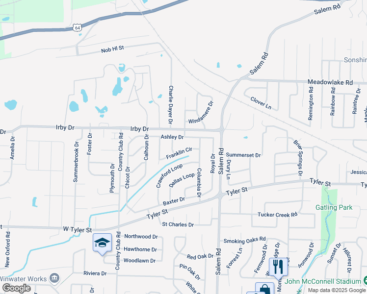map of restaurants, bars, coffee shops, grocery stores, and more near 1950 Payne Lane in Conway