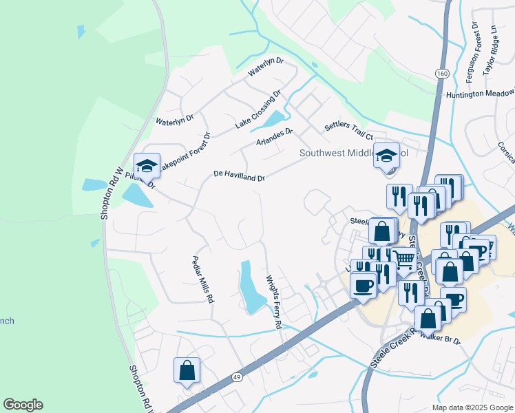 map of restaurants, bars, coffee shops, grocery stores, and more near 13318 Michael Lynn Road in Charlotte