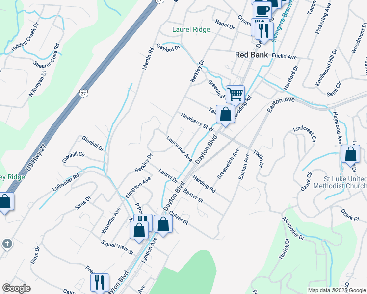 map of restaurants, bars, coffee shops, grocery stores, and more near 209 Lancaster Avenue in Chattanooga