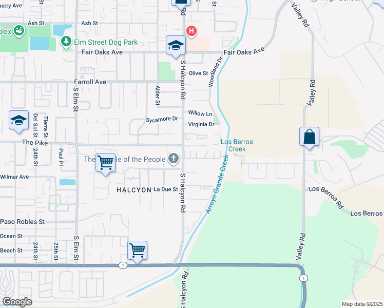 map of restaurants, bars, coffee shops, grocery stores, and more near in Arroyo Grande