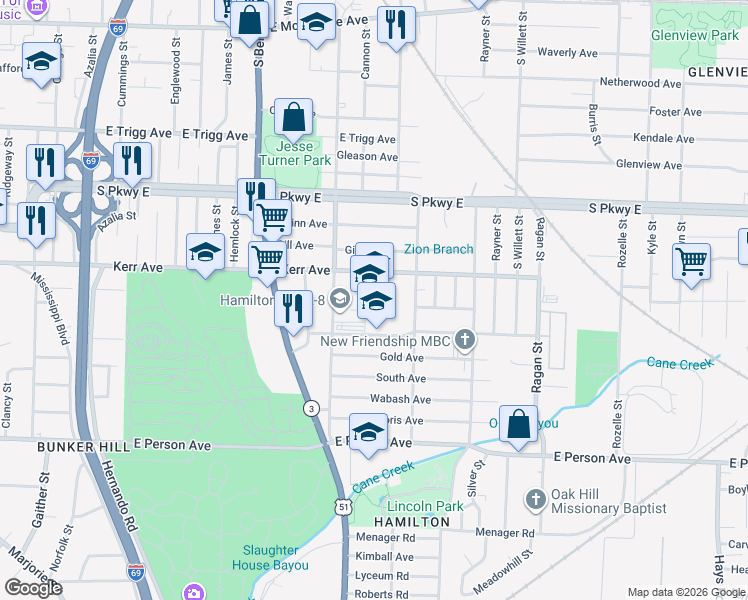 map of restaurants, bars, coffee shops, grocery stores, and more near 1478 Wilson Street in Memphis