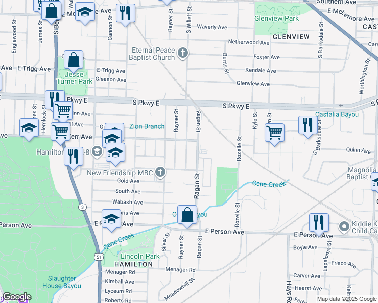 map of restaurants, bars, coffee shops, grocery stores, and more near 1474 South Willett Street in Memphis