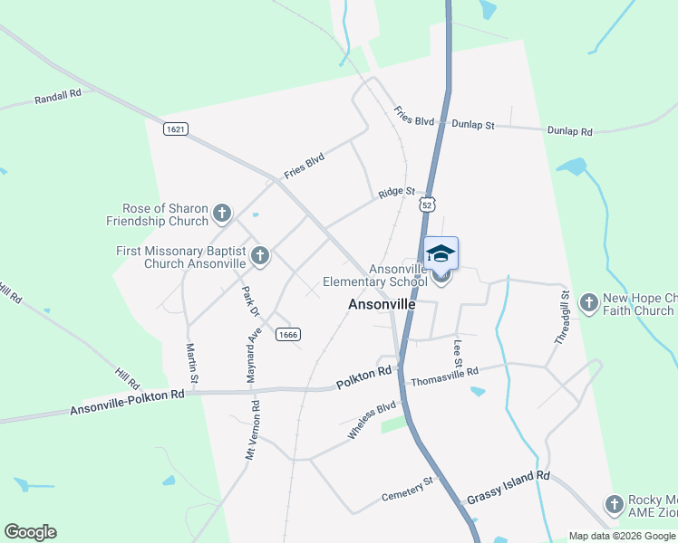 map of restaurants, bars, coffee shops, grocery stores, and more near 355 Plank Road Sr 1621 in Ansonville