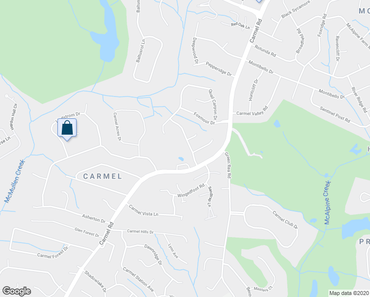 map of restaurants, bars, coffee shops, grocery stores, and more near 4114 Waterford Drive in Charlotte