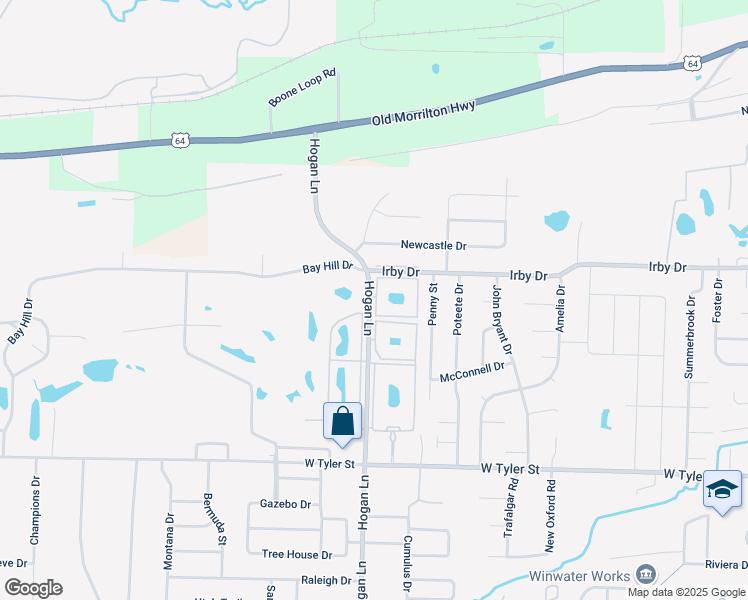 map of restaurants, bars, coffee shops, grocery stores, and more near 1900 Hogan Lane in Conway