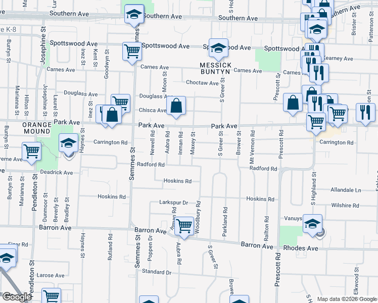 map of restaurants, bars, coffee shops, grocery stores, and more near 943 Maxey Street in Memphis