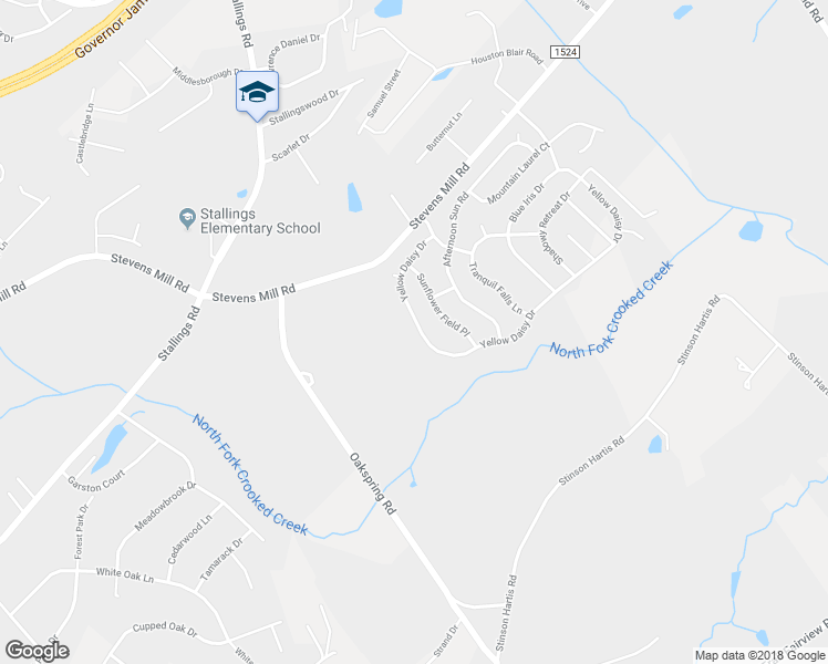 map of restaurants, bars, coffee shops, grocery stores, and more near 1839 Yellow Daisy Drive in Matthews
