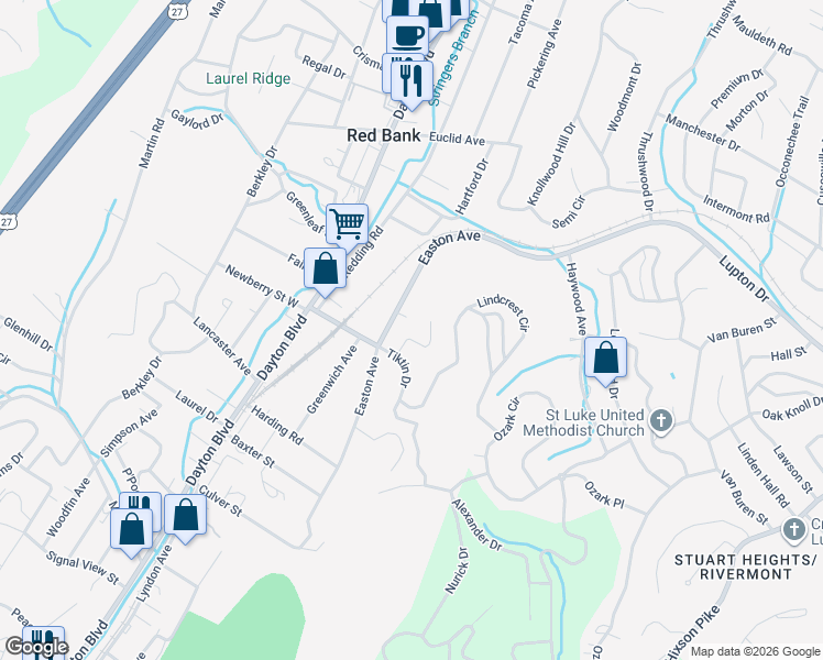 map of restaurants, bars, coffee shops, grocery stores, and more near 3205 Joselin Ln in Chattanooga