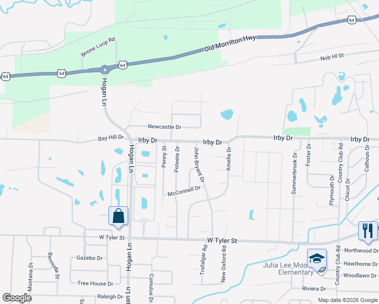 map of restaurants, bars, coffee shops, grocery stores, and more near 3730 Monarch Cove in Conway