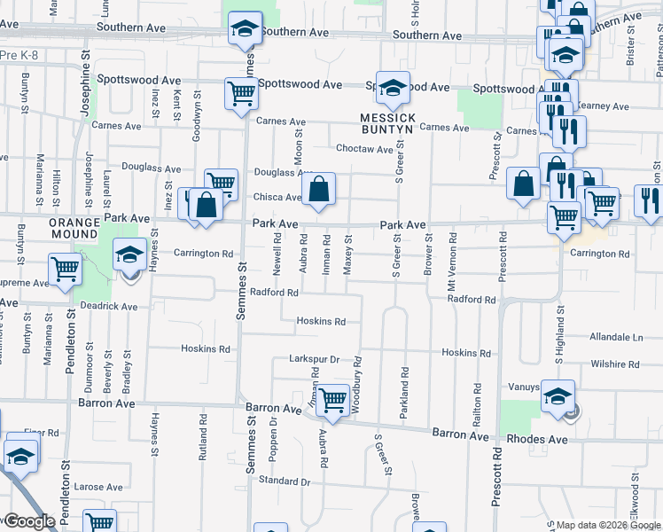 map of restaurants, bars, coffee shops, grocery stores, and more near 943 Maxey Street in Memphis