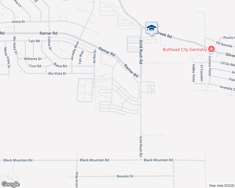 map of restaurants, bars, coffee shops, grocery stores, and more near 180 Casablanca Drive in Bullhead City
