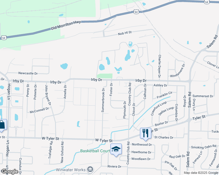 map of restaurants, bars, coffee shops, grocery stores, and more near 2035 Foster Drive in Conway